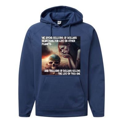 Respect Mother Earth Our Planet To Live Gift Performance Fleece Hoodie