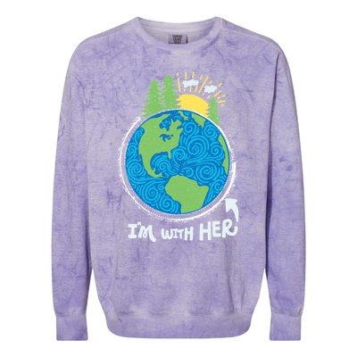 Respect Mother Earth I'm With Her Climate Protest Gift Colorblast Crewneck Sweatshirt