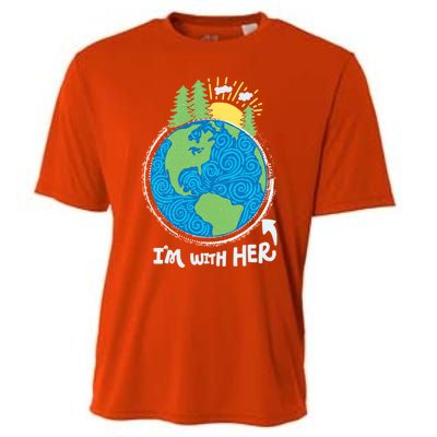 Respect Mother Earth I'm With Her Climate Protest Gift Cooling Performance Crew T-Shirt