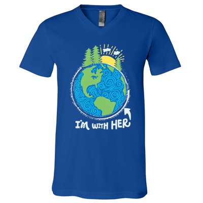 Respect Mother Earth I'm With Her Climate Protest Gift V-Neck T-Shirt