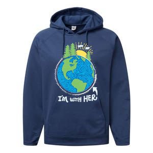 Respect Mother Earth I'm With Her Climate Protest Gift Performance Fleece Hoodie