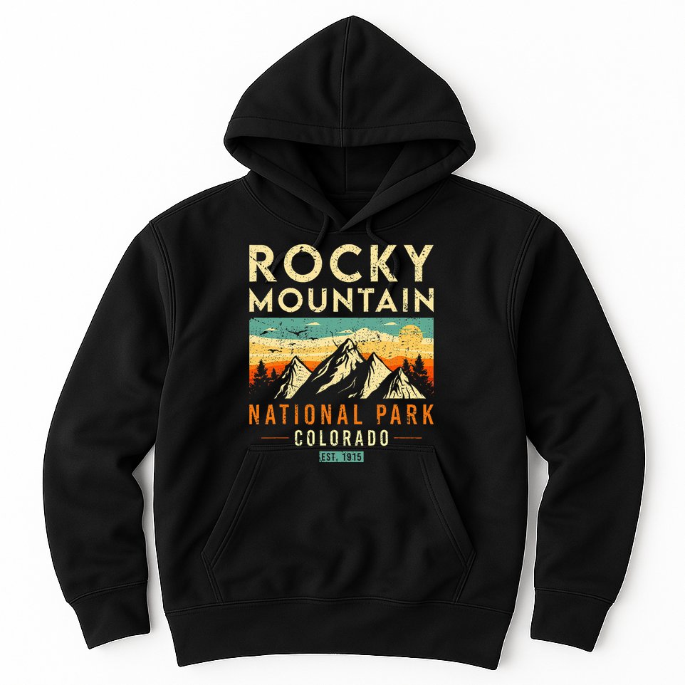 Rocky Mountain Est 1915 Colorado Vintage Retro National Park Hoodie