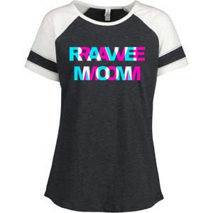 Rave Mom Edm Music Festival Mother Optical Illusion Trippy Enza Ladies Jersey Colorblock Tee