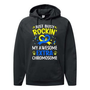 Rocking My Extra Chromosome World Down Syndrome Awareness Performance Fleece Hoodie