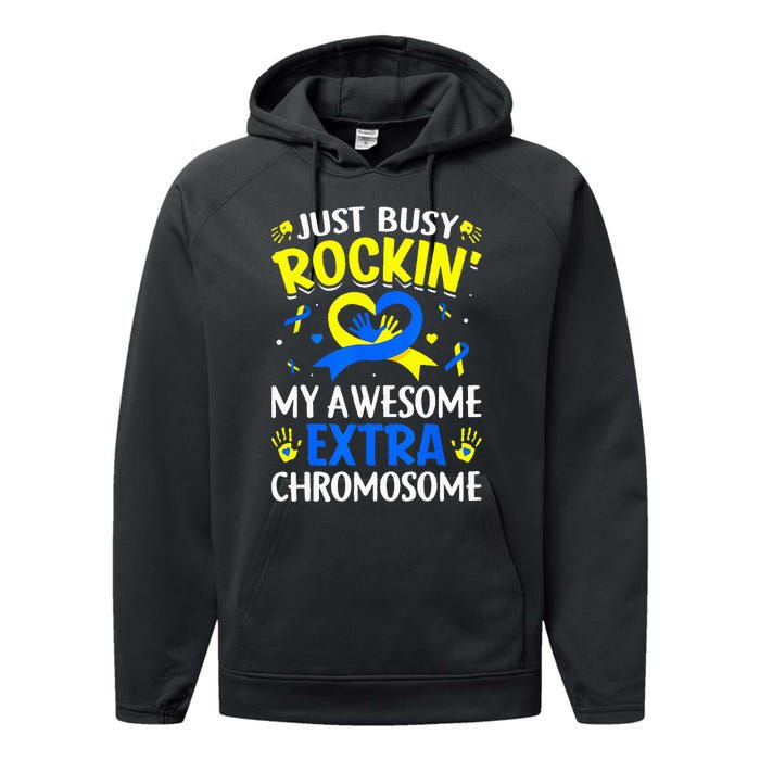 Rocking My Extra Chromosome World Down Syndrome Awareness Performance Fleece Hoodie