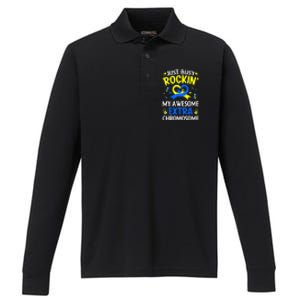 Rocking My Extra Chromosome World Down Syndrome Awareness Performance Long Sleeve Polo