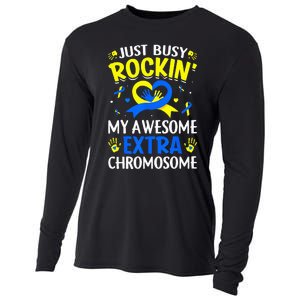 Rocking My Extra Chromosome World Down Syndrome Awareness Cooling Performance Long Sleeve Crew