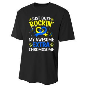 Rocking My Extra Chromosome World Down Syndrome Awareness Performance Sprint T-Shirt