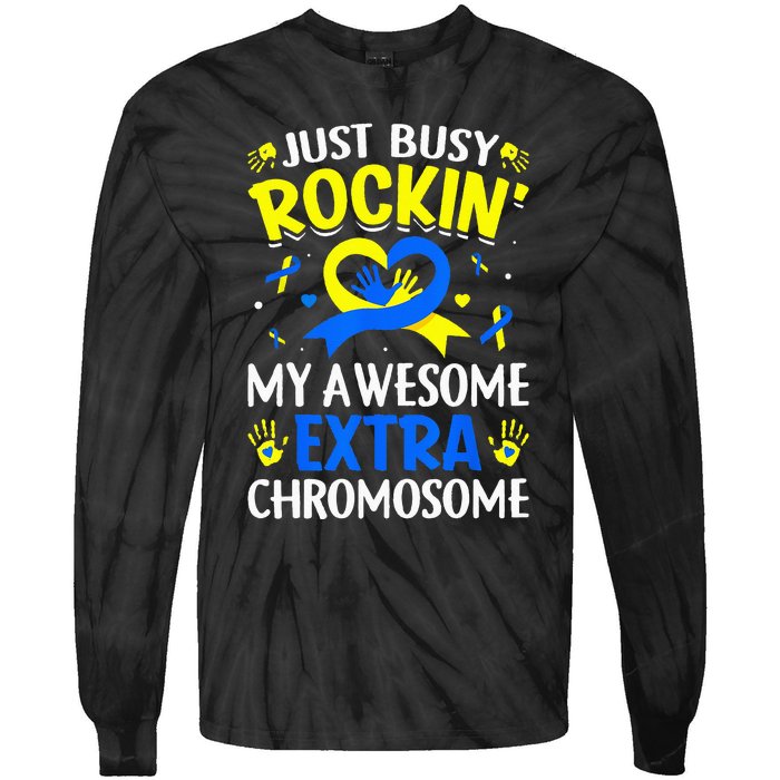 Rocking My Extra Chromosome World Down Syndrome Awareness Tie-Dye Long Sleeve Shirt