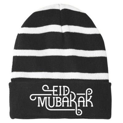 Ramadan Mubarak Eid Mubarak Gift For Striped Beanie with Solid Band