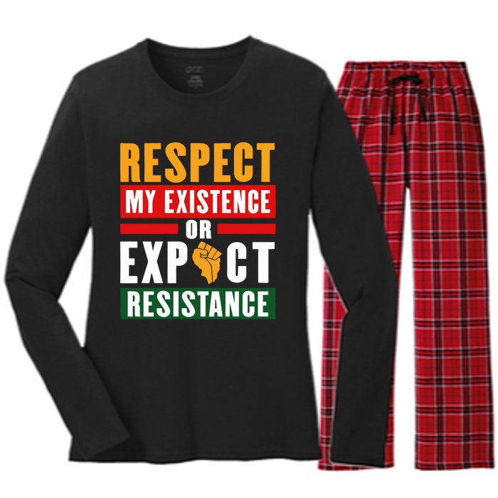 Respect My Existence Or Expect Resistance Women's Long Sleeve Flannel Pajama Set 