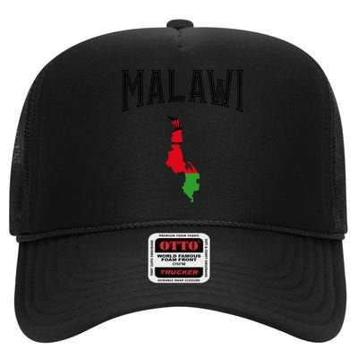 Retro Malawi Flag Vintage Throwback Athletic High Crown Mesh Back Trucker Hat