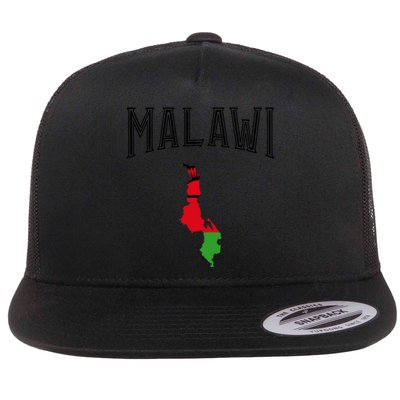 Retro Malawi Flag Vintage Throwback Athletic Flat Bill Trucker Hat