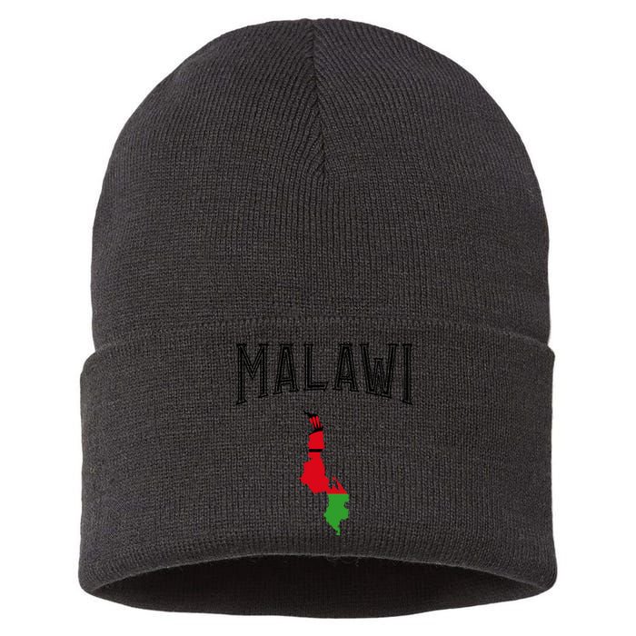 Retro Malawi Flag Vintage Throwback Athletic Sustainable Knit Beanie