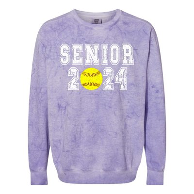 Retro Matching Family Softball Class Of 2024 Dad Colorblast Crewneck Sweatshirt