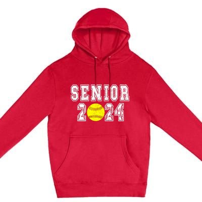 Retro Matching Family Softball Class Of 2024 Dad Premium Pullover Hoodie