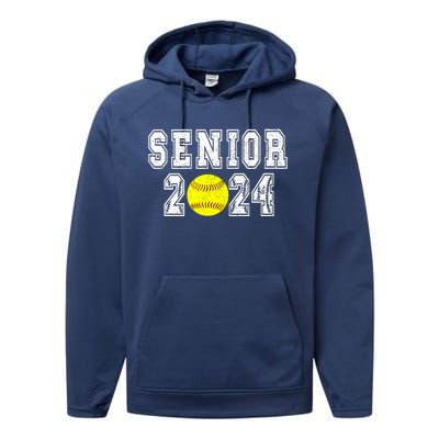 Retro Matching Family Softball Class Of 2024 Dad Performance Fleece Hoodie