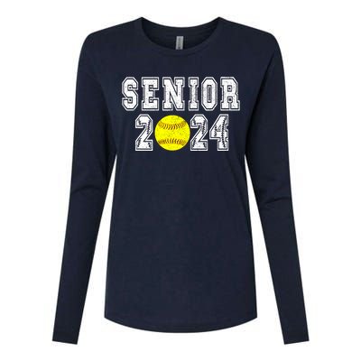 Retro Matching Family Softball Class Of 2024 Dad Womens Cotton Relaxed Long Sleeve T-Shirt