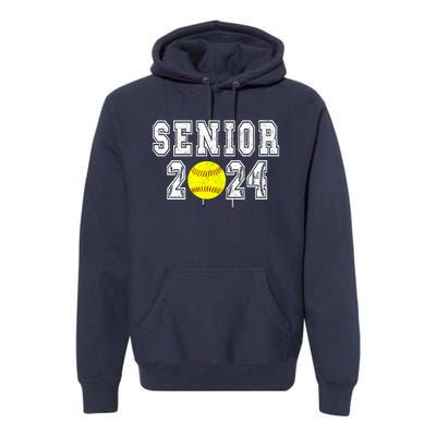 Retro Matching Family Softball Class Of 2024 Dad Premium Hoodie