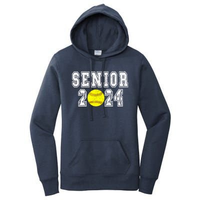 Retro Matching Family Softball Class Of 2024 Dad Women's Pullover Hoodie