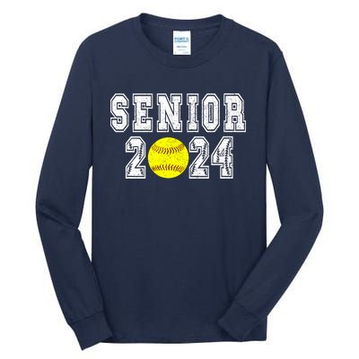 Retro Matching Family Softball Class Of 2024 Dad Tall Long Sleeve T-Shirt