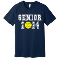 Retro Matching Family Softball Class Of 2024 Dad Premium T-Shirt