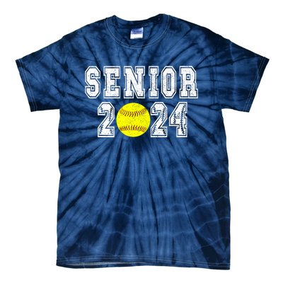 Retro Matching Family Softball Class Of 2024 Dad Tie-Dye T-Shirt