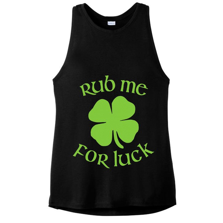 RUB ME FOR LUCK Funny St. Patrick's Day Ladies PosiCharge Tri-Blend Wicking Tank