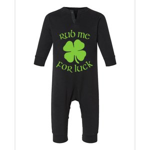 RUB ME FOR LUCK Funny St. Patrick's Day Infant Fleece One Piece