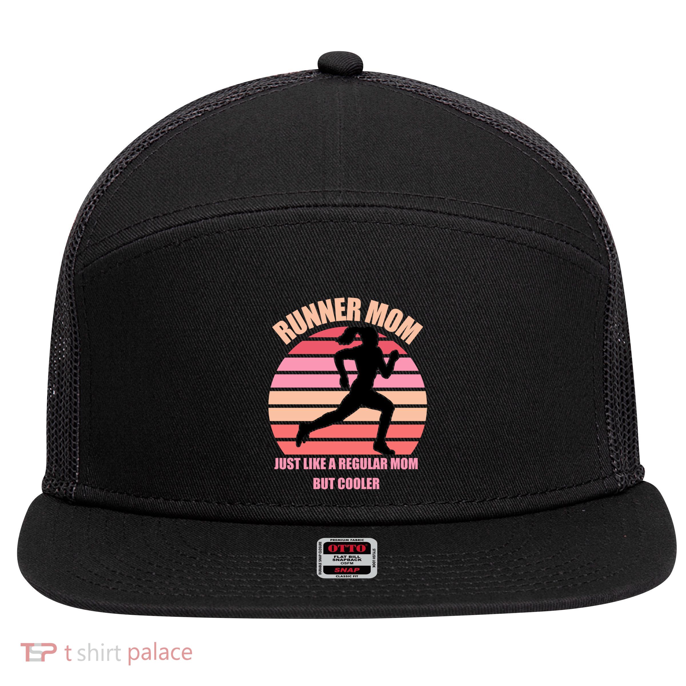 Runner Mom Funny Marathon Running Jogging Mothers Day Gift 7 Panel Mesh Trucker Snapback Hat