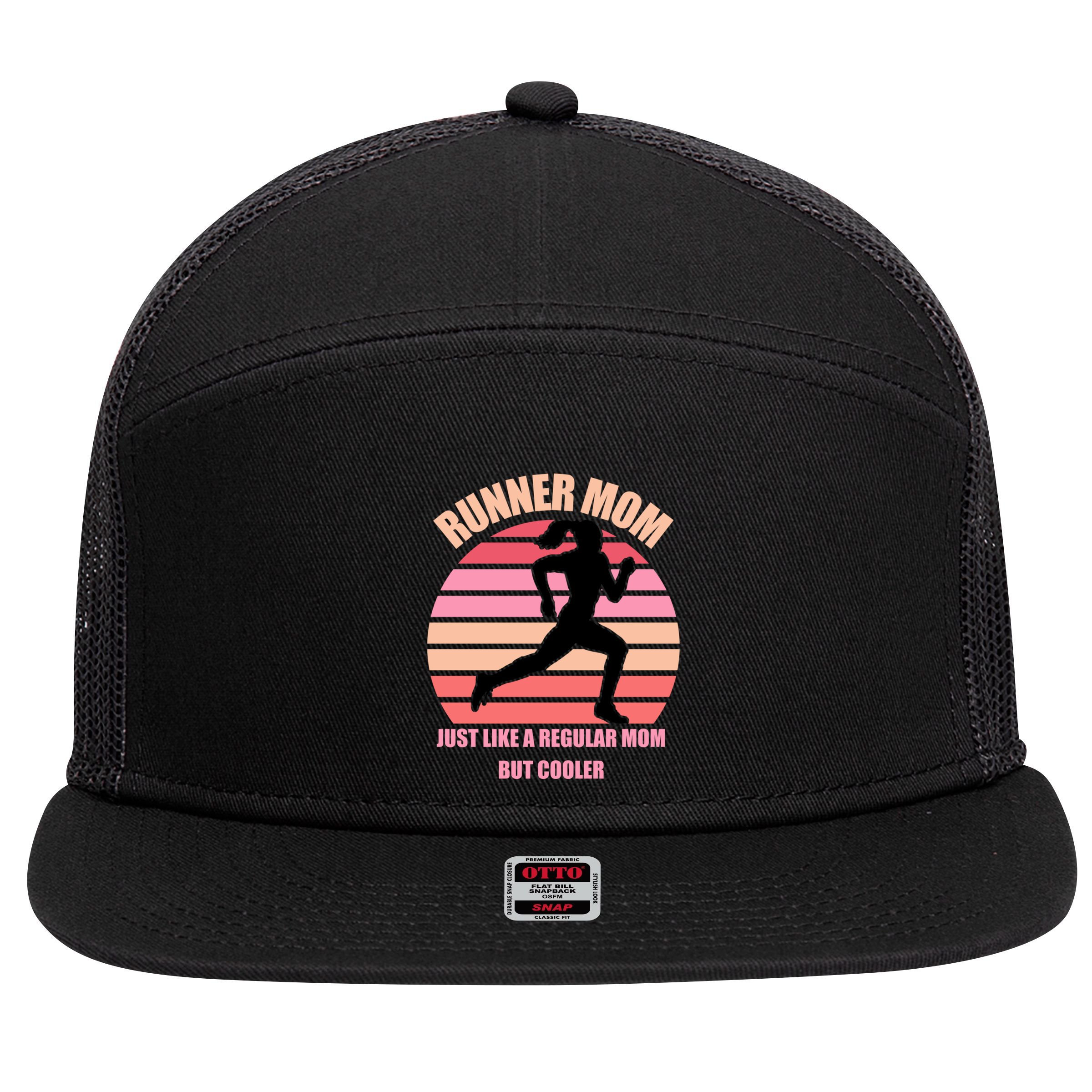 Runner Mom Funny Marathon Running Jogging Mothers Day Gift 7 Panel Mesh Trucker Snapback Hat