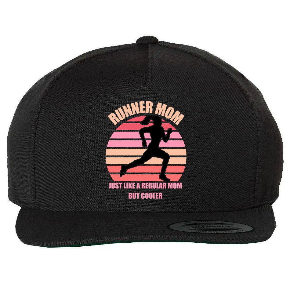 Runner Mom Funny Marathon Running Jogging Mothers Day Gift Wool Snapback Cap