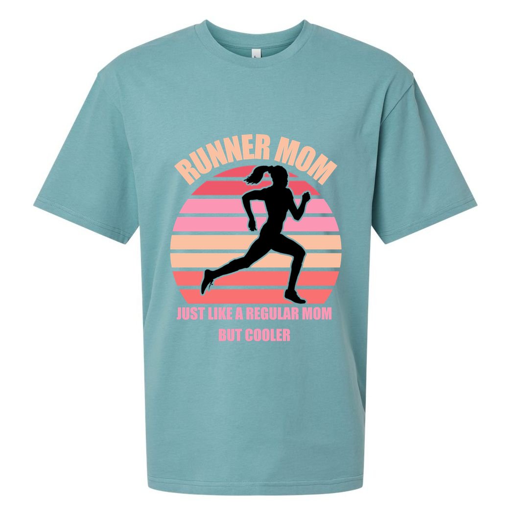 Runner Mom Funny Marathon Running Jogging Mothers Day Gift Sueded Cloud Jersey T-Shirt
