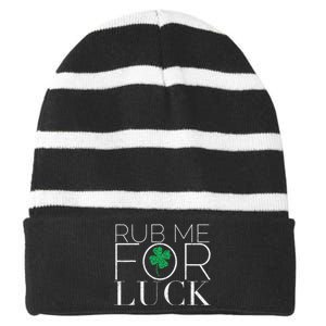 Rub Me For Luck Saint Patrick's Day Parade Striped Beanie with Solid Band