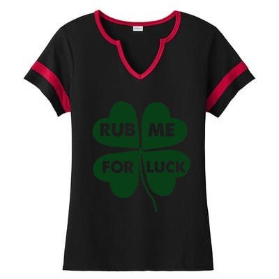 Rub Me For Luck St. Patrick's Day Funny Ladies Halftime Notch Neck Tee