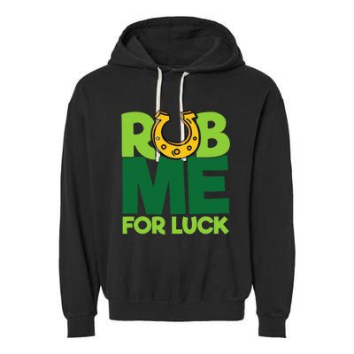 Rub Me For Luck St Patrick's Day Funny Adult Humor Garment-Dyed Fleece Hoodie