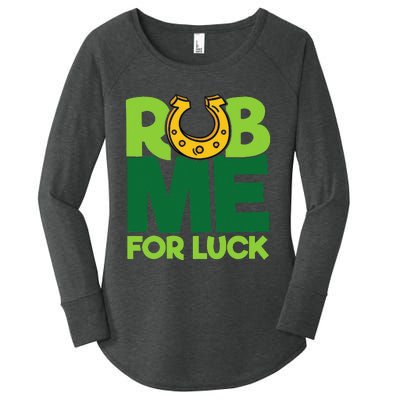 Rub Me For Luck St Patrick's Day Funny Adult Humor Women's Perfect Tri Tunic Long Sleeve Shirt