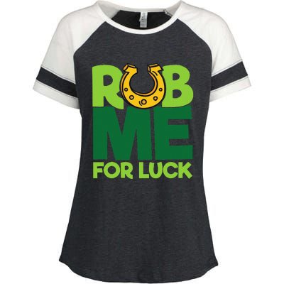 Rub Me For Luck St Patrick's Day Funny Adult Humor Enza Ladies Jersey Colorblock Tee