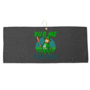 Rub Me For Luck Design St Patricks Baseball Cute Gift Large Microfiber Waffle Golf Towel