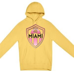 Retro Miami Florida Shield Badge Logo Premium Pullover Hoodie