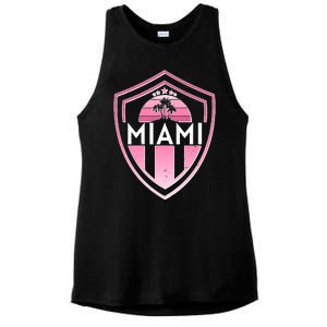 Retro Miami Florida Shield Badge Logo Ladies PosiCharge Tri-Blend Wicking Tank