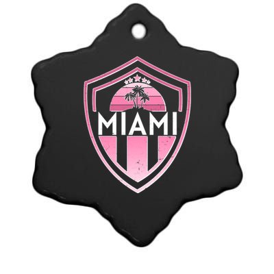 Retro Miami Florida Shield Badge Logo Ceramic Star Ornament