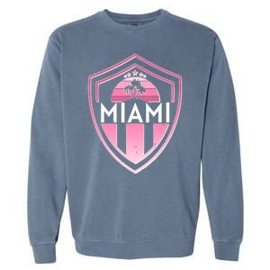 Retro Miami Florida Shield Badge Logo Garment-Dyed Sweatshirt