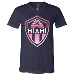 Retro Miami Florida Shield Badge Logo V-Neck T-Shirt