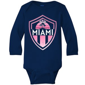 Retro Miami Florida Shield Badge Logo Baby Long Sleeve Bodysuit