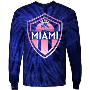 Retro Miami Florida Shield Badge Logo Tie-Dye Long Sleeve Shirt