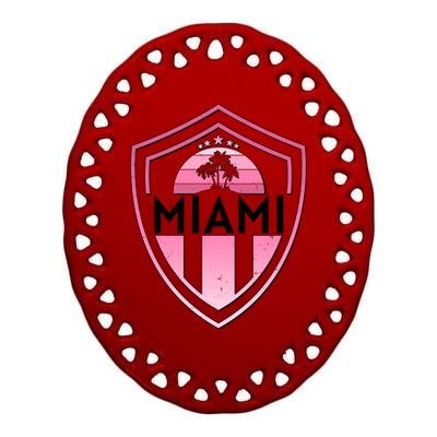 Retro Miami Florida Shield Badge Logo Ceramic Oval Ornament