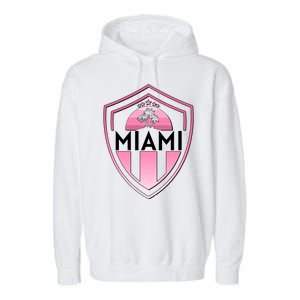 Retro Miami Florida Shield Badge Logo Garment-Dyed Fleece Hoodie