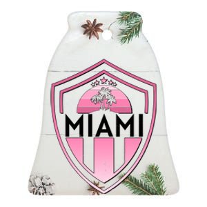 Retro Miami Florida Shield Badge Logo Ceramic Bell Ornament