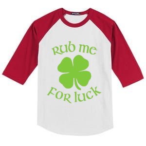 RUB ME FOR LUCK Funny St. Patrick's Day Kids Colorblock Raglan Jersey